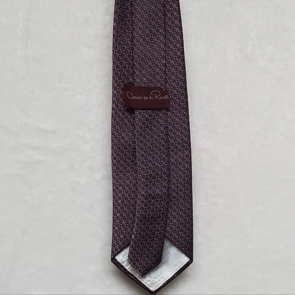 Oscar de la Renta Vintage Navy Blue Pink Diamond Floral Necktie
